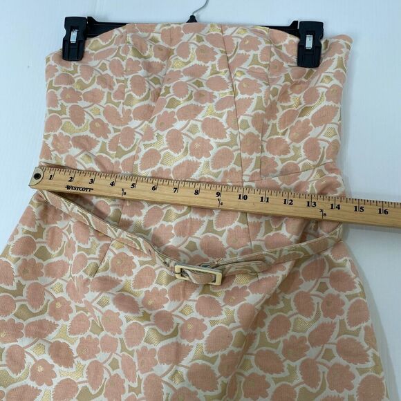 Merona Dress Size 6 Strapless Metallic Gold Peach Lined Built-In Bra Strap Party - Picture 8 of 16